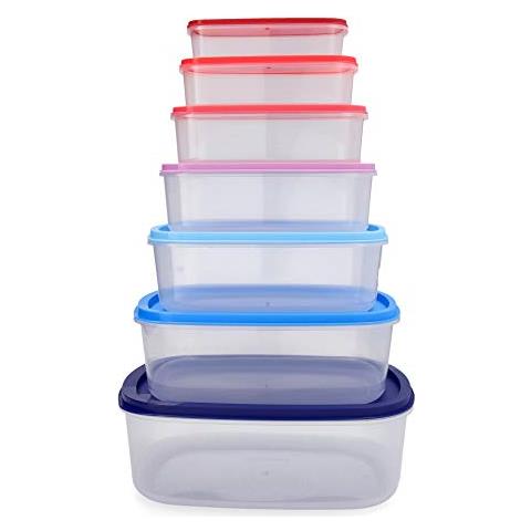 Hábitat - Set Di 7 Contenitori Ermetici Rettangolari, Impilabili E Incastrabili, Senza Bpa, In Plastica - Foto 3