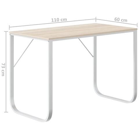 Scrivania Per Computer Bianco E Rovere 110x60x73 Cm Truciolato - Foto 5