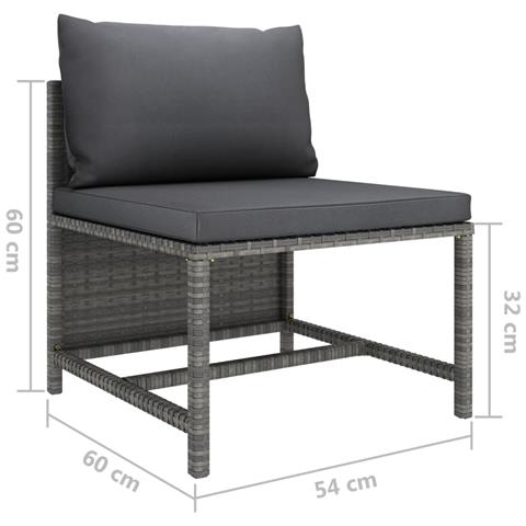 Set Divani Da Giardino 3 Pz Con Cuscini Grigio In Polyrattan - Foto 2