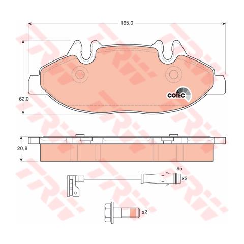 Pattini Freno Mercedes Vito Box (w639) 123 (639. Gdb1600 - Foto 1