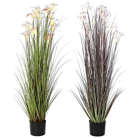 Pianta Decorativa 45 X 45 X 140 Cm Metallo Arancio Verde Bordeaux Pvc (2 Unità) - Foto 1