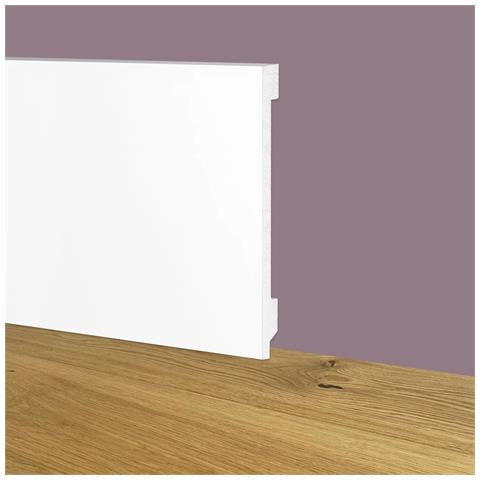 Battiscopa Zoccolino Bianco Squadrato Passacavo 100x15x2000mm In Polimeri - Polistrutturato - Foto 1