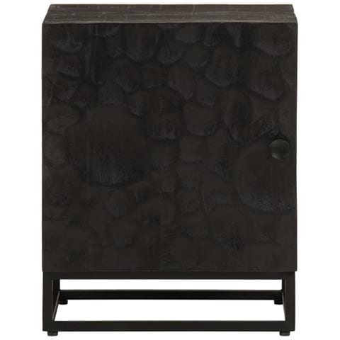 Comodino Nero 40x30x50 Cm In Legno Massello Di Mango E Ferro - Foto 3