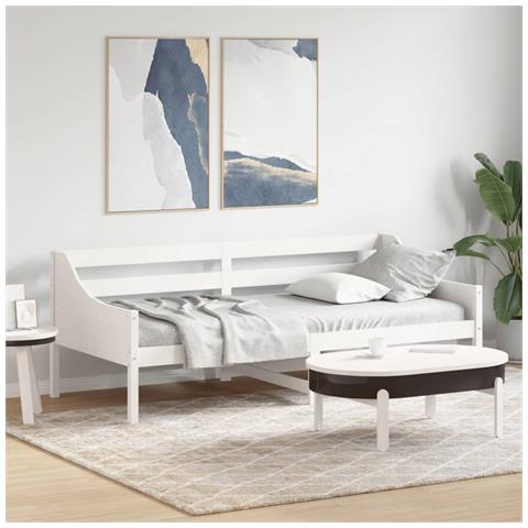 Dormeuse Bianca 80x200 Cm In Legno Massello Di Pino - Foto 3