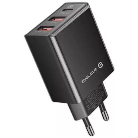 Etc06 Premium 32w Adaptive 3 Port 5v-12v 2x Usb / Usb-c Travel Charger Black - Foto 1