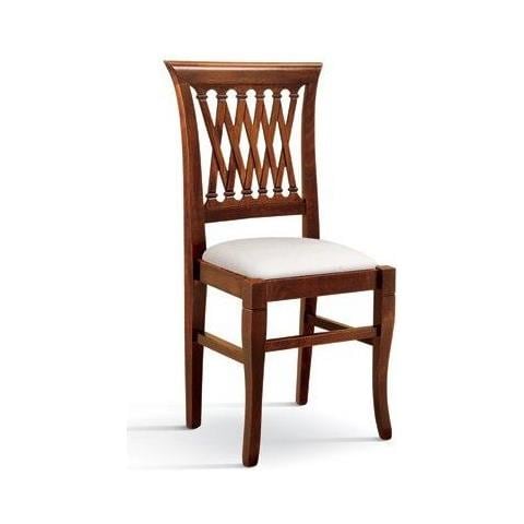 Sedia Legno Classica Noce Imbottita Stoffa Ecru 44x46x96 - Foto 1