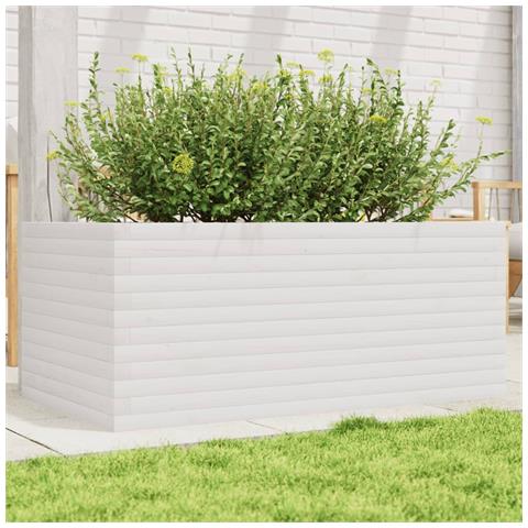 Fioriera Da Giardino Bianca 110x60x45,5 Cm Legno Massello Pino - Foto 1