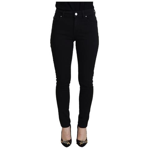 Jeans Denim Casual A Vita Alta In Cotone Nero - It38 - Xs - Foto 1