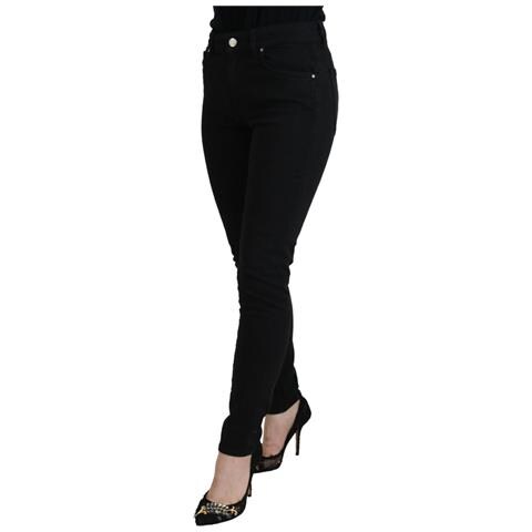 Jeans Denim Casual A Vita Alta In Cotone Nero - It38 - Xs - Foto 2