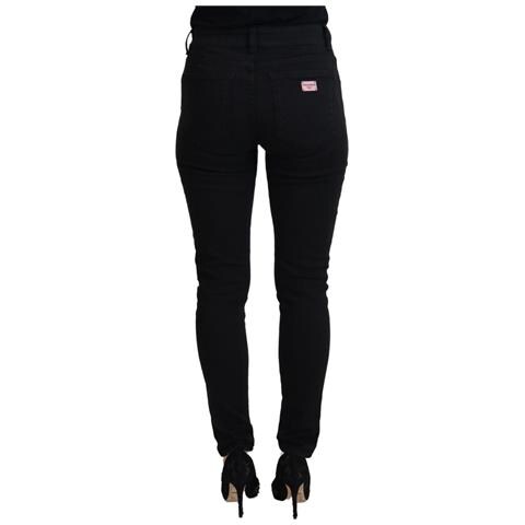 Jeans Denim Casual A Vita Alta In Cotone Nero - It38 - Xs - Foto 3