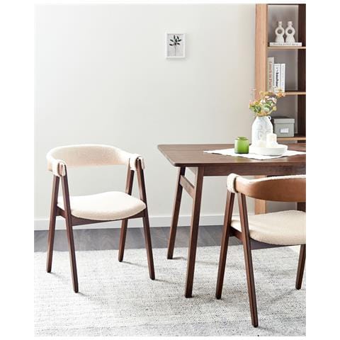Set Di 2 Sedie Da Pranzo Day Bouclé Marrone Scuro /beige - Foto 1