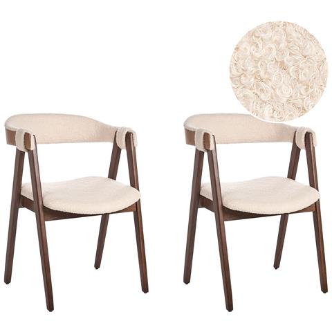 Set Di 2 Sedie Da Pranzo Day Bouclé Marrone Scuro /beige - Foto 2