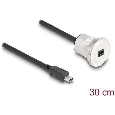 Usb 2.0 Mini-b Einbaubuchse Mit Kabelpeitsche Stecker 30 Cm Aluminium (88186) - Foto 1