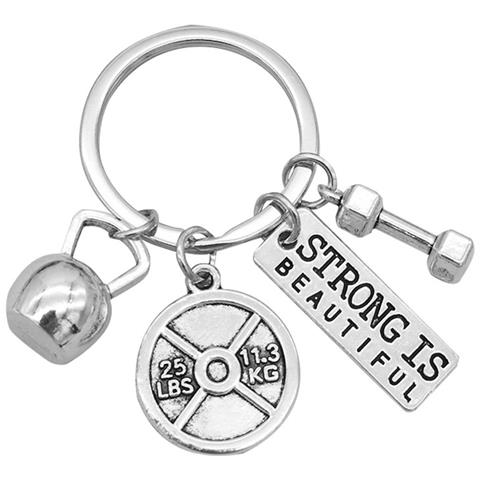 Portachiavi Per Il Sollevamento Pesi: Ciondolo Con Manubrio, Bilanciere E Kettlebell   Modello 1 - Foto 1