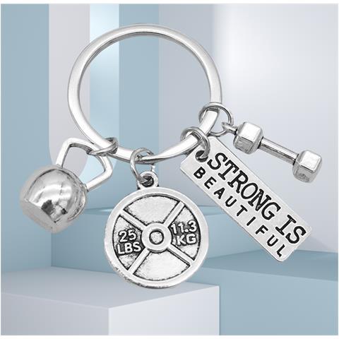 Portachiavi Per Il Sollevamento Pesi: Ciondolo Con Manubrio, Bilanciere E Kettlebell   Modello 1 - Foto 3