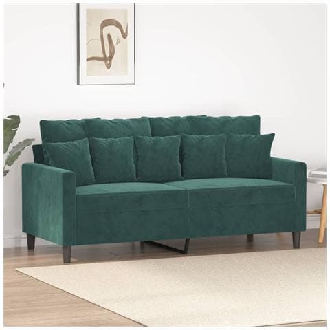 Divano A 2 Posti Verde Scuro 140 Cm In Velluto - Foto 1