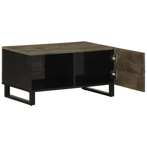 Tavolino Da Salotto Nero 80x50x40 Cm In Legno Massello Di Mango - Foto 2