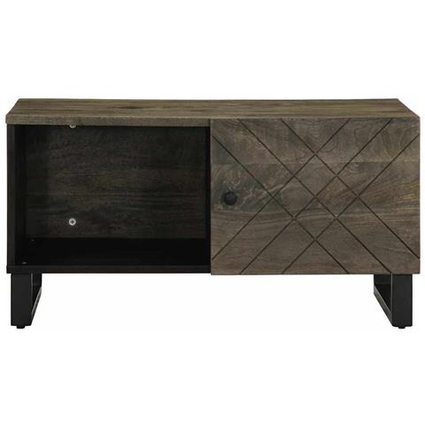 Tavolino Da Salotto Nero 80x50x40 Cm In Legno Massello Di Mango - Foto 3