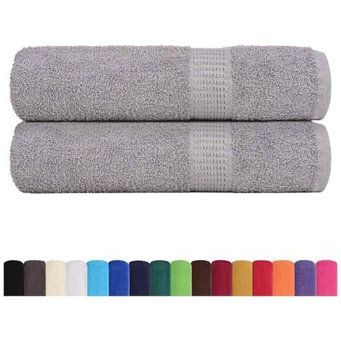 Asciugamani Doccia 2 Pz Grigio 70x140 Cm 360 G/m 100% Cotone - Foto 2