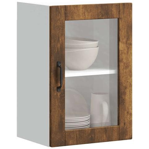 Pensile Da Cucina Con Porta In Vetro Porto Rovere Fumo - Foto 1