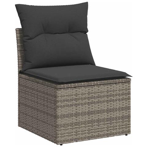 Set Divani Da Giardino 7 Pz Con Cuscini Grigio In Polyrattan - Foto 3