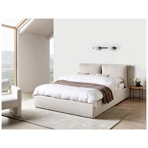 Letto Contenitore Tessuto Bajonna 160 X 200 Cm Beige - Foto 1