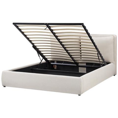 Letto Contenitore Tessuto Bajonna 160 X 200 Cm Beige - Foto 2
