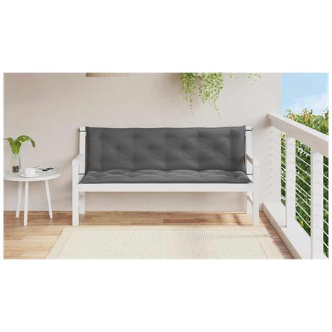 Cuscini Panca Giardino 2pz Antracite 150x50x7cm Tessuto Oxford - Foto 2