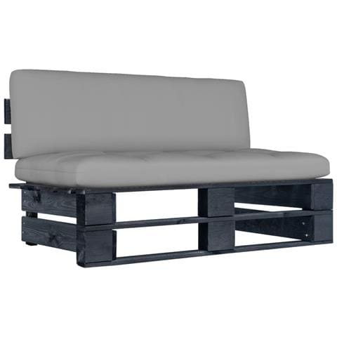 Divano Centrale Giardino Su Pallet Nero Legno Pino Impregnato - Foto 2