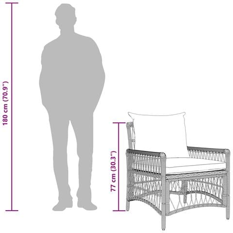 Poltrona da Giardino con Cuscini Beige 60x70x78 cm in Rattan Sintetico - Foto 5