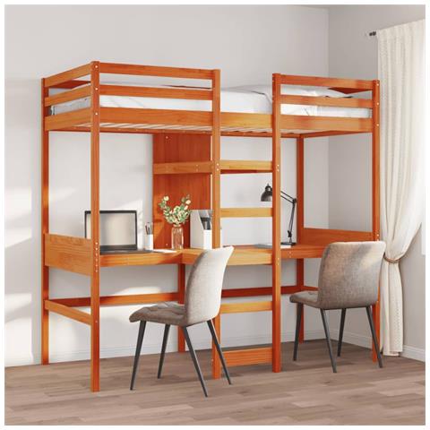 Giroletto Soppalco senza Materasso Marrone Cera 90x190cm Pino - Foto 2