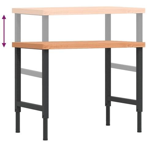 Banco Lavoro 100x60x(73-99,5) cm Legno di Faggio Rettangolare - Foto 9