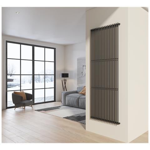 Radiatore Design 200x74 Cm (18 Tubi) In Acciaio Grigio Opaco A Tubi Tondi Interasse Verticale H200 Pisa - Foto 1
