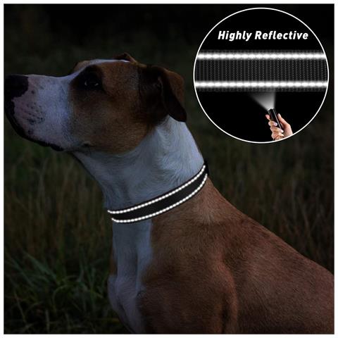 Tagme Collare Per Cani In Nylon Riflettente Con Fibbia A Sgancio Rapido Nero Xs - Foto 2