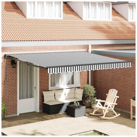 Tenda Retrattile Antracite e Bianco 400x300 cm Tessuto - Foto 2