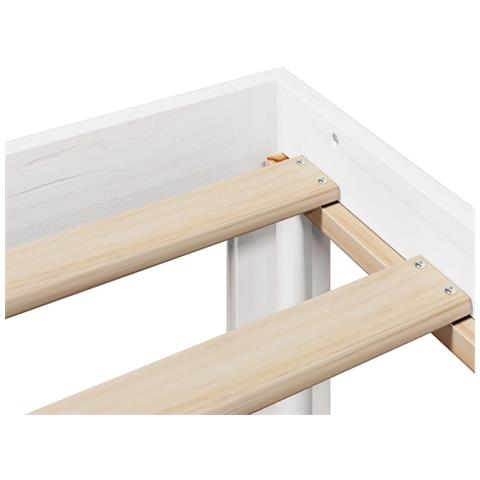 Giroletto con Testiera Bianco 120x190 cm Legno Massello di Pino - Foto 9