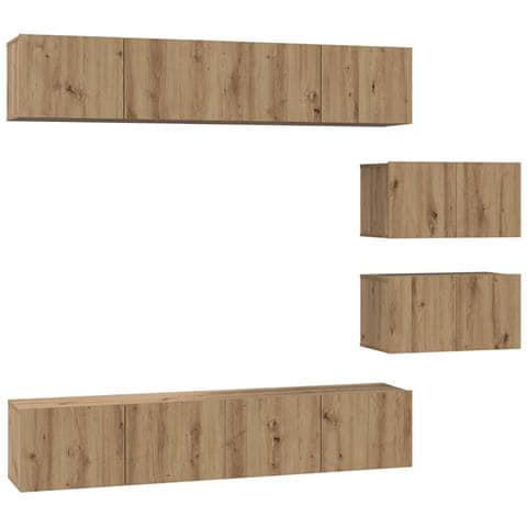 Set di mobili TV 6 pcs rovere artigianale 80 x 30 x 30 cm Media - Foto 1