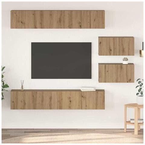 Set di mobili TV 6 pcs rovere artigianale 80 x 30 x 30 cm Media - Foto 2