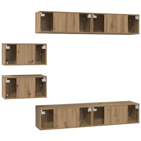 Set di mobili TV 6 pcs rovere artigianale 80 x 30 x 30 cm Media - Foto 9