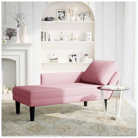 Sdraio con Cuscino e Bracciolo Destro in Velluto Rosa - Foto 2