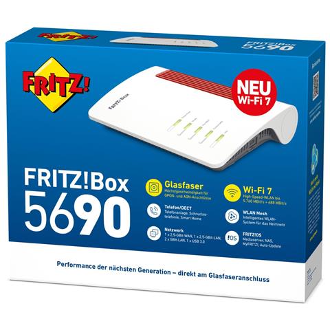Box 5690 router wireless 2.5 Gigabit Ethernet Dual-band (2.4 GHz / 5 GHz) Rosso, Bianco - Foto 2