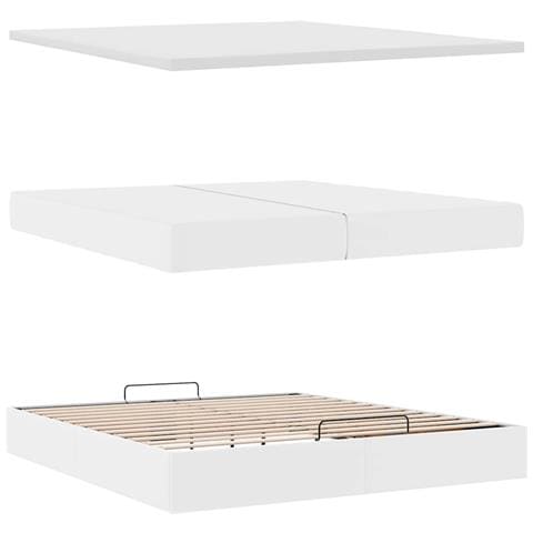 Struttura Letto Pouf con Materassi Bianco 200x200 cm Similpelle - Foto 9