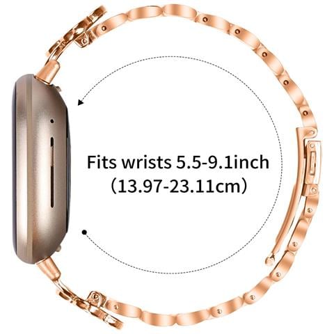 Bracciale Trifoglio Oro Rosa Compatibile Con Fitbit Versa 4/3/sense 2 - Cinturino In Acciaio Inossidabile - Foto 2