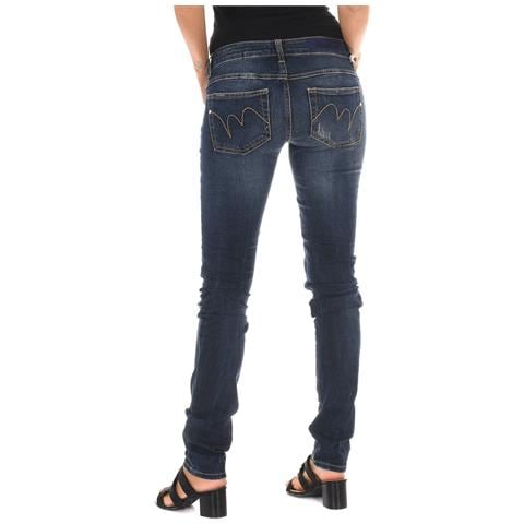 Pantaloni Lunghi In Denim Effetto Consumato E Strappato 10db50219 Donna - Foto 2