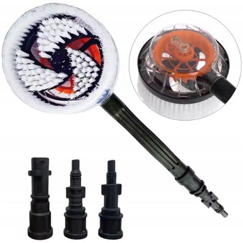 Spazzola Rotante Turboclean Spinbrush 3in1 - Compatibile Con Idropulitrici Lavor, Karcher, Black&decker | 3 Adattatori Inclusi | Pulizia Auto, Facciate, Mobili Da Giardino - Foto 1