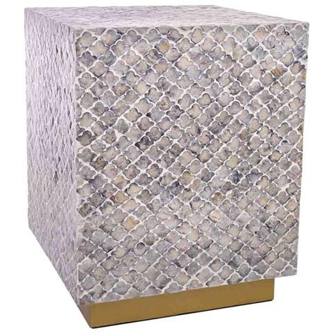 Sgabello In Legno E Capiz Grigio 35x35x45h Cm - Foto 1