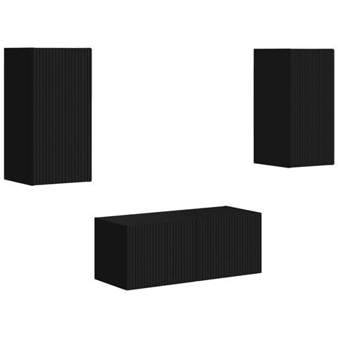 Set mobile TV Montaggio a parete 6 pcs Nero Legno multistrato - Foto 1