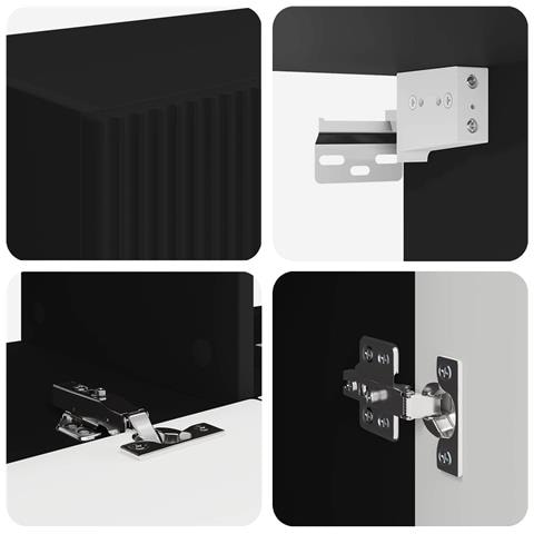 Set mobile TV Montaggio a parete 6 pcs Nero Legno multistrato - Foto 9