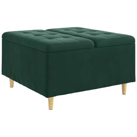 Pouf contenitore Verde Scuro 80 x 80 x 45 cm Velluto - Foto 1
