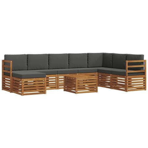 Set divani 9 pcs Naturale e Antracite Legno di Acacia Massello - Foto 1
